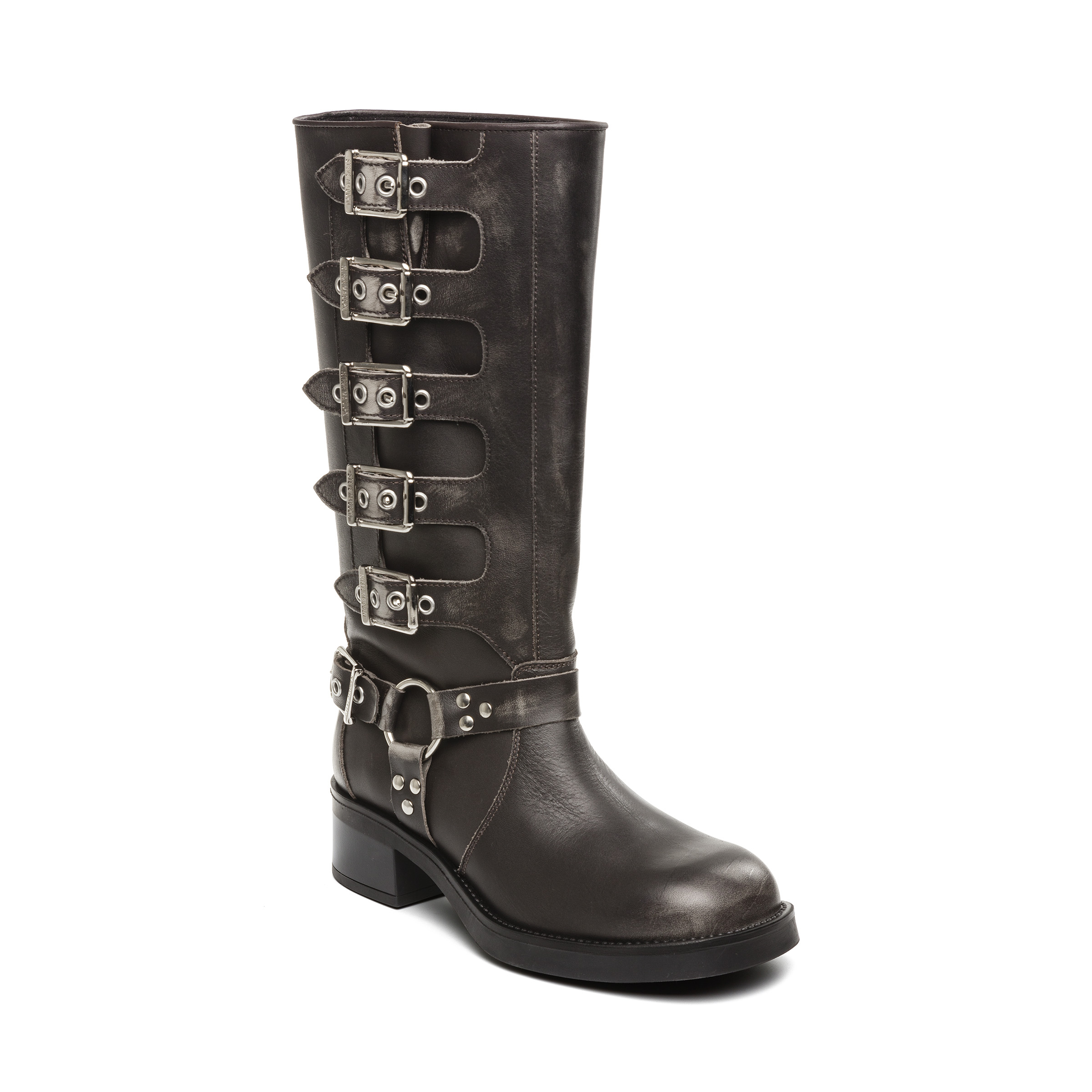 Battle Boot Donkergrijs Leer