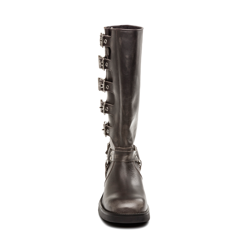 Battle Boot Donkergrijs Leer