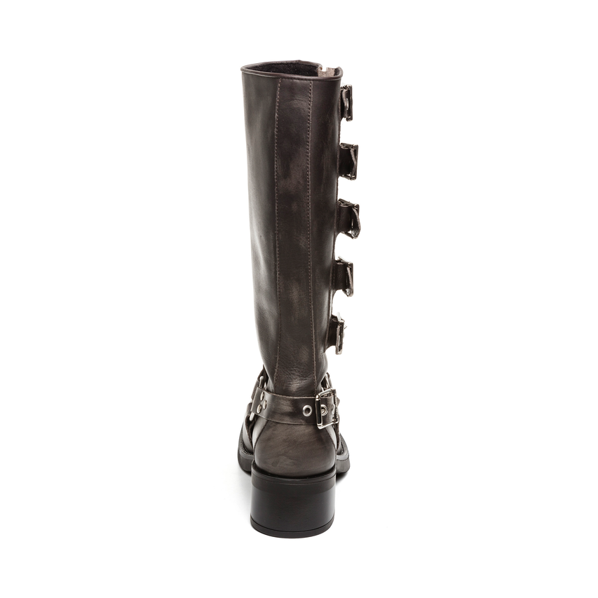 Battle Boot Donkergrijs Leer