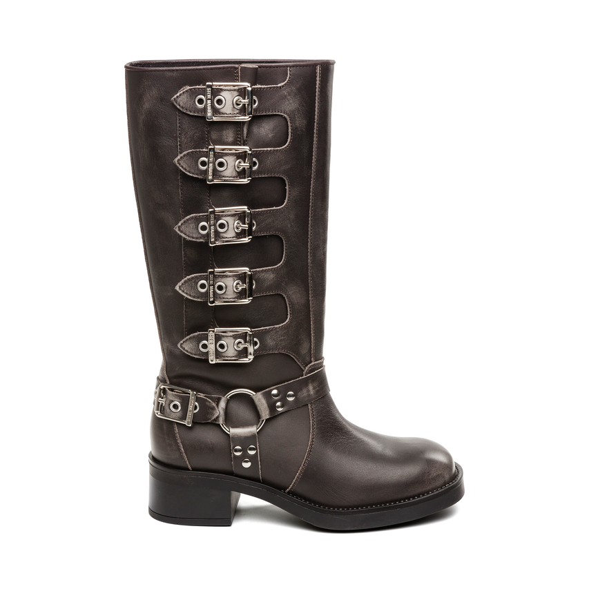 Battle Boot Donkergrijs Leder