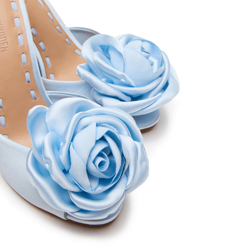 Priya-FLWR Mule BLUE SATIN - view 5
